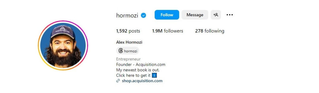 Alex Hormozi Instagram